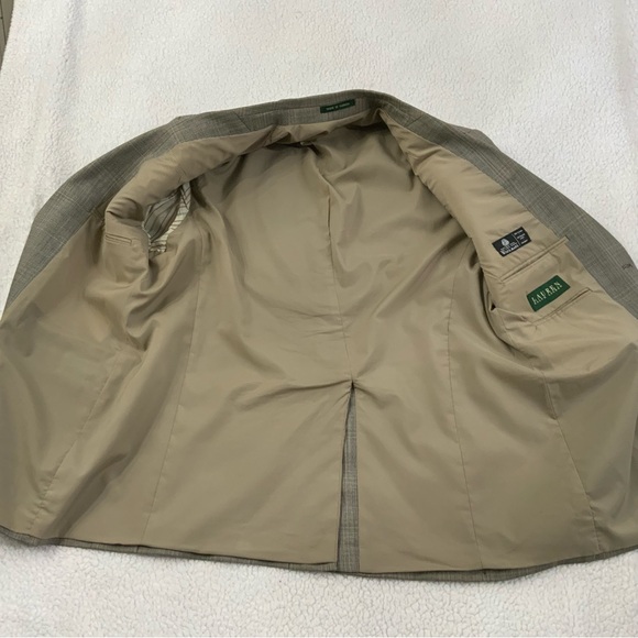 Lauren Ralph Lauren Blazer Sport Coat Jacket 42R 100% Wool Brown Tan Houndstooth - Picture 7 of 15